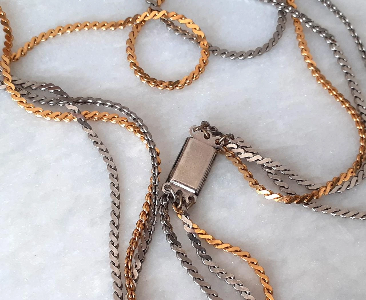 Vintage silver and gold layered gourmet '80 necklace – photo 4